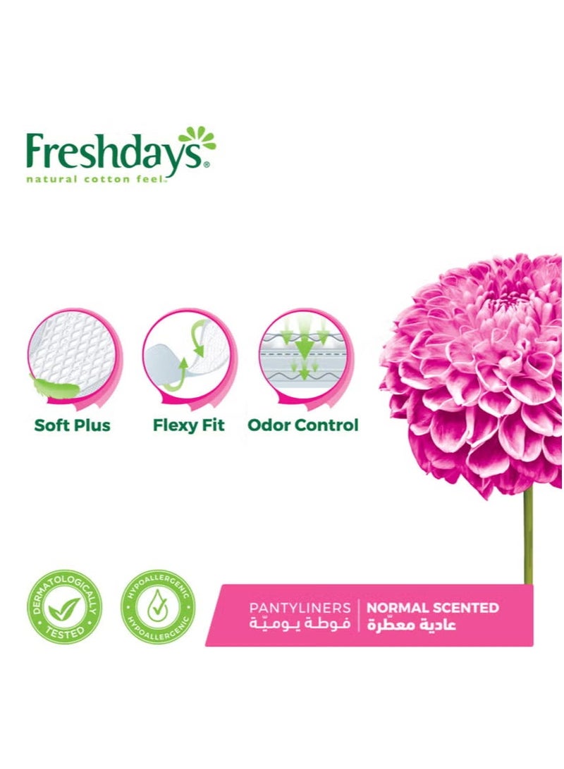 Freshdays Natural Cotton Feel Normal Scented Pantyliners Soft Plus & Flexy Fit Daily Freshness 72 Liners - Image 2
